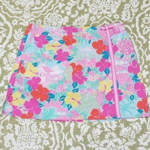 Lilly Pulitzer Sz 8 Skort Tropical Flowers Parrot